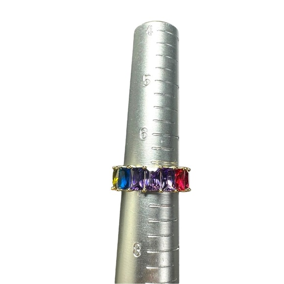 GM CN 925 Sterling Silver 6.5 mm Rainbow CZs Eternity Ring Size 7 Gay Pride New - Picture 9 of 16